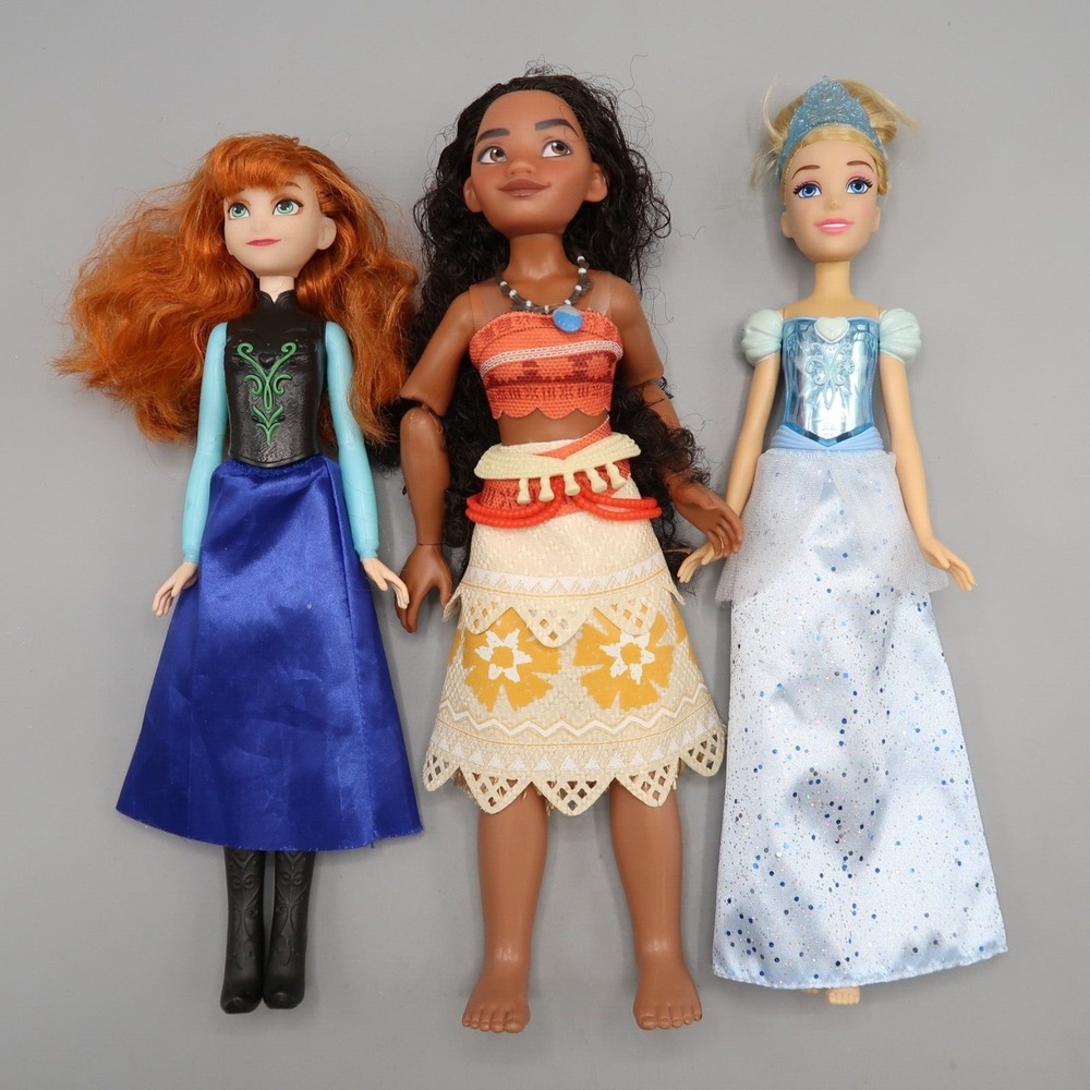 Disney Store  Moana,‎ Frozen Anna, Cinderella Fashion Doll Lot 11 inch Set